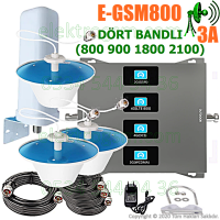 ElektroGSM Dört Bandlı Sinyal Yükseltici - 3 İç Antenli ElektroGSM Dört Bandlı Sinyal Yükseltici - 3 İç Antenli