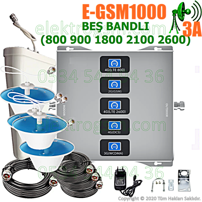 ElektroGSM Beş Bandlı Sinyal Yükseltici - 3 İç Antenli